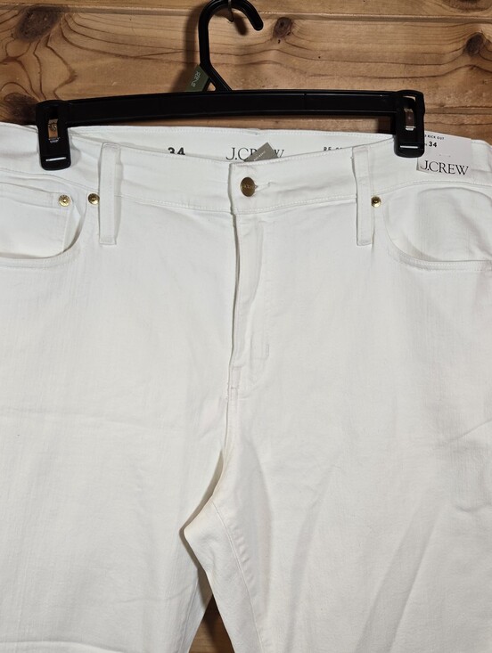 J. Crew Denim - J. Crew Womens '03 Kickout Crop Jeans Size 34 White Denim High Rise Stretch NWT